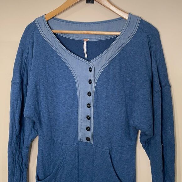 Free People Seeking Heart Mini Dress in Blue - Size Small - Picture 9 of 12